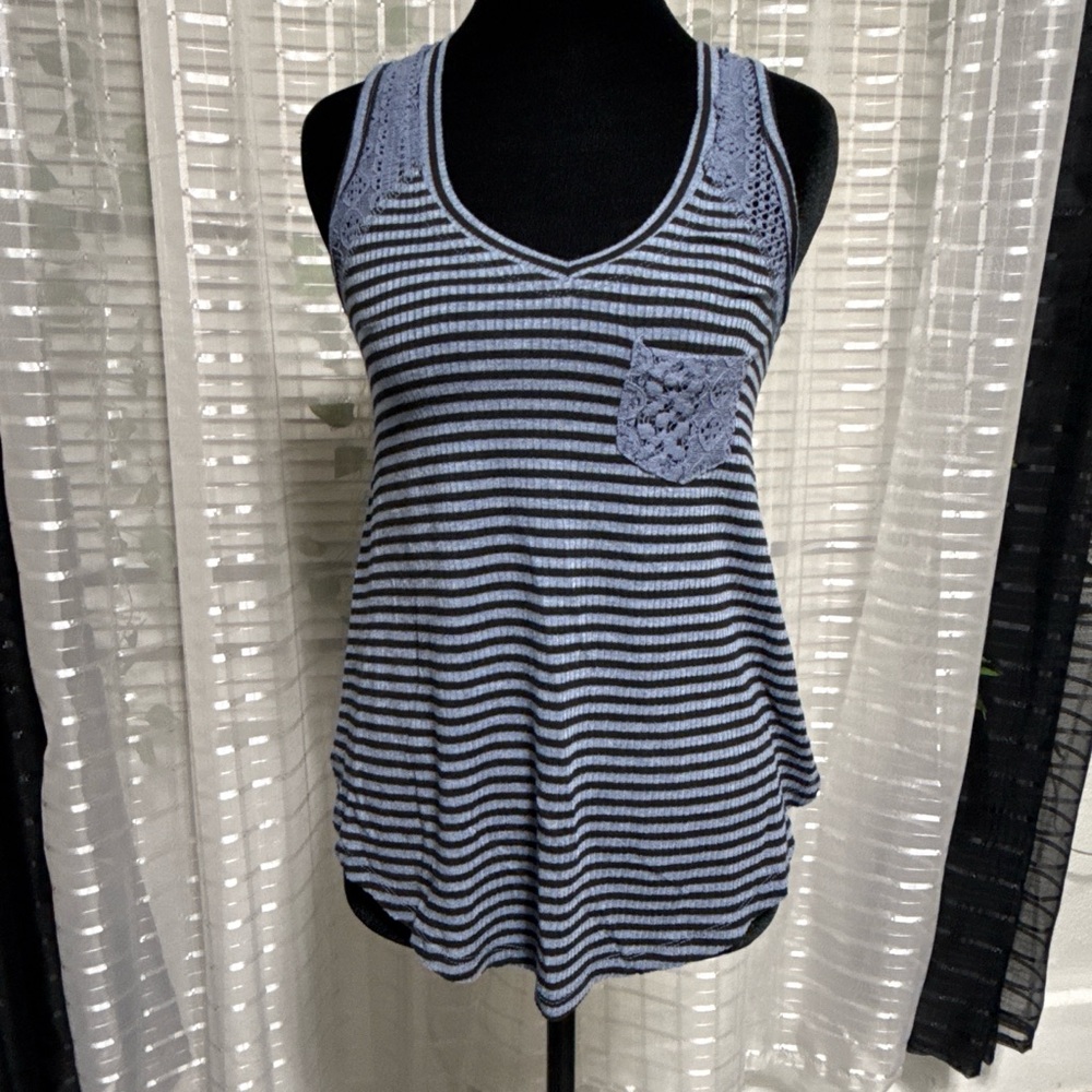 American Rag Navy and Black Striped Tank Top